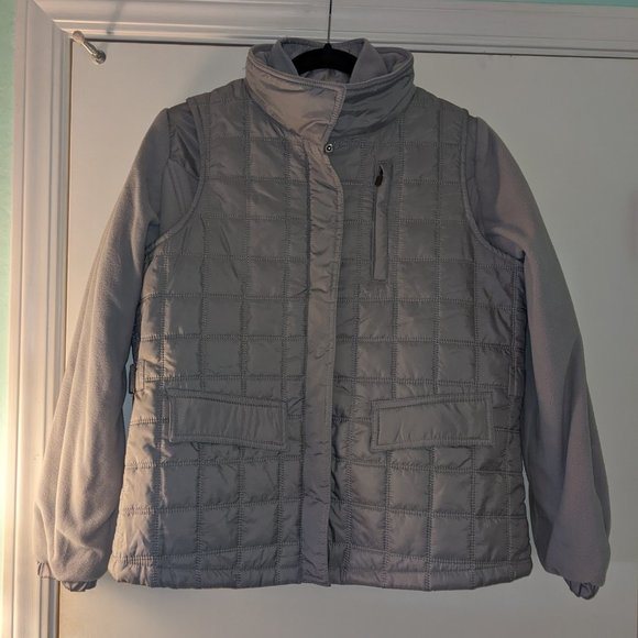 KORET WOMEN'S WINTER COAT & VEST Small S Light Blue Gray Jacket Fleece Soft Warm - Picture 7 of 10